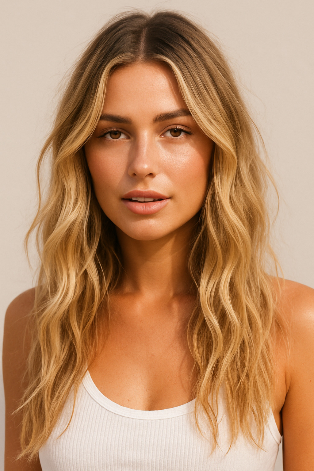 Curtain bangs with face-framing layers hairstyle