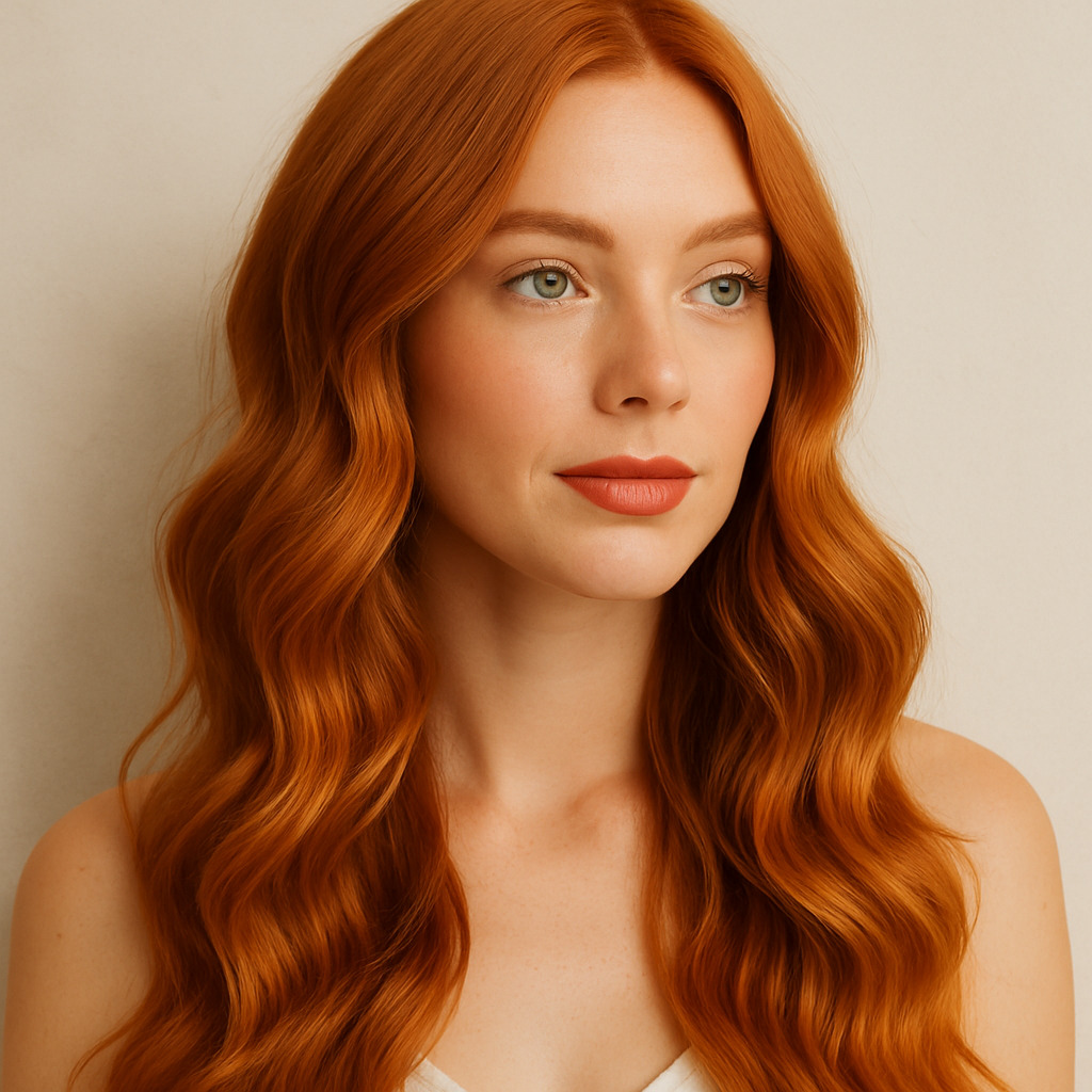 Copper and warm blonde summer hair colour
